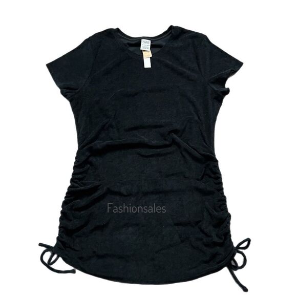 Victorias Secret Pink Beach Terry Ruched Sides Dress Black Xsmall - Picture 7 of 10